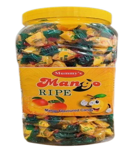 Mango Hard Candy - 150 Pieces Plastic Jar, Round Shape, Red Color, 1 Year Shelf Life