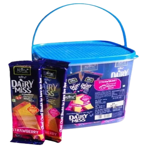 Strawberry Flavor Wafer - Rectangular Bucket Packaging, 12 Month Shelf Life | Solid Wafer Biscuit with Delightful Strawberry Taste