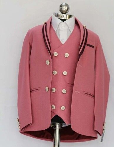 Kids Plain Pink Tuxedo Suits