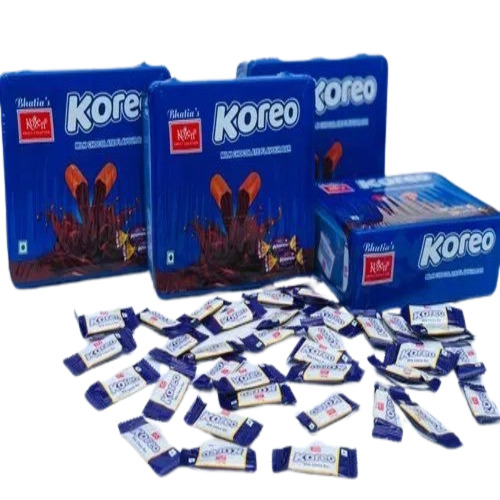 Koreo Milk Chocolate Flavour Bar Toffees - Solid Form, Plastic Box Packaging 80 pcs, Brown Color, Shelf Life 10 Months | Delicious Chocolate Treats