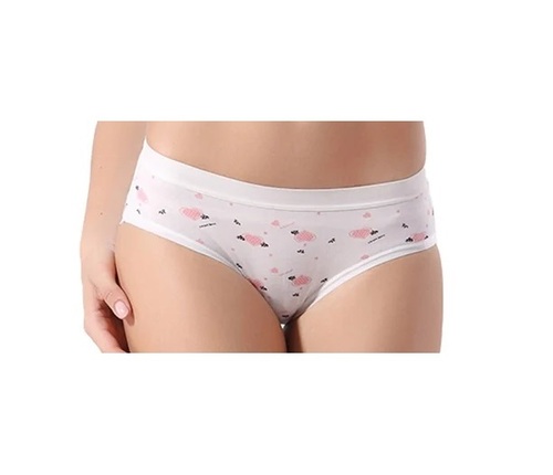 Ladies Hipster Panties - Cotton, All Sizes, White Print | Lightweight, Breathable, Skin-Friendly, Mid-Rise, Washable, Soft Comfort, Fade & Wrinkle Resistant