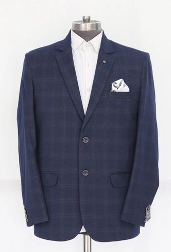 Full Sleeves Check Pattern Mens Tweed Blazer For Party Wear