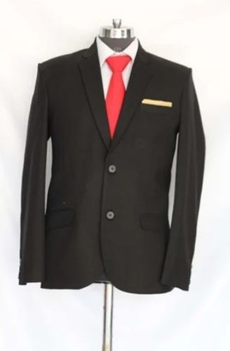 Black Color Plain Pattern Imported Tweed Mens Blazer