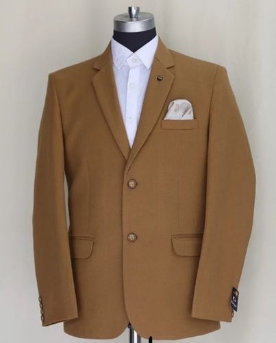 Full Sleeves Plain Pattern Mens Woolen Tweed Blazer