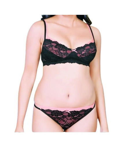 Girls Lingerie Set - Net and Lace Fabric Mid-Rise Bikini and 3/4th Coverage Bra | Fade Wrinkle and Shrink Resistant Skin-Friendly and Breathable