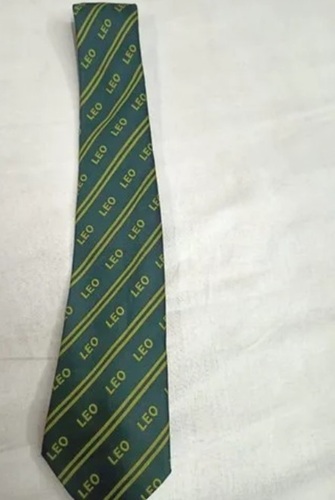 Green Color Stripped Pattern Silk Uniform School Tie For Unisex