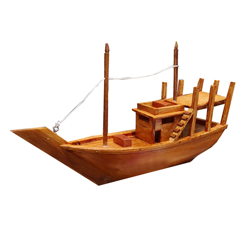 Handcrafted Wooden Fishing Boat Model Decorative Showpiece and Gift