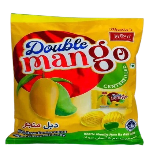 Mango Double Center Candy - Hard Candy Round Shape 400g Plastic Jar | Flavor: Mango Shelf Life: 9 Months Solid Form