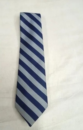 Blue And Gray Color Stripped Pattern Uniform School Tie For Unisex