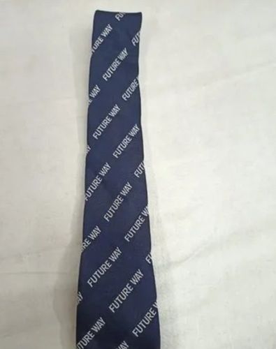 Navy Blue Color Printed Pattern Uniform School Tie For Unisex