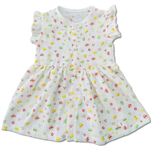 Baby Girls Multicolor Printed Casual Cotton Frock