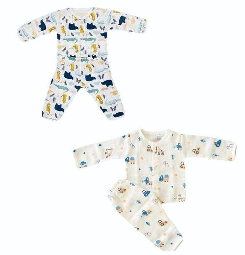 Cotton Night Suits - Multicolor Printed Design for Newborns | Soft Breathable Easy to Dress and Machine Washable