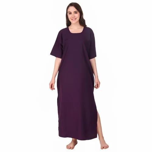 Female Short Sleeves Plain Patient Gown