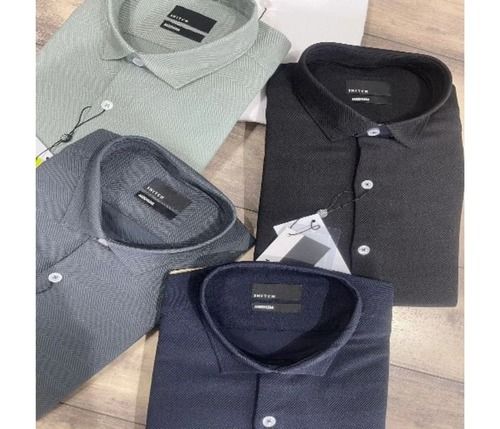 Mens Full Sleeves Plain Casual Wear Shirts