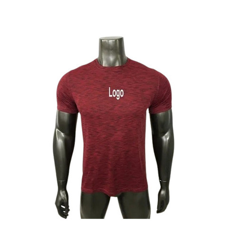 Mens Maroon T-Shirt - Polyester Fabric, Regular Fit in XL, M, L Sizes | Lightweight, Breathable, Skin-Friendly, Fade and Wrinkle Resistant