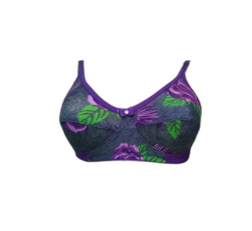 Cotton Ladies Bra - Regular Fit, Non-Padded, Multicolor Printed Design | Lightweight, Breathable, Skin-Friendly, Easy to Wash, 3/4th Coverage