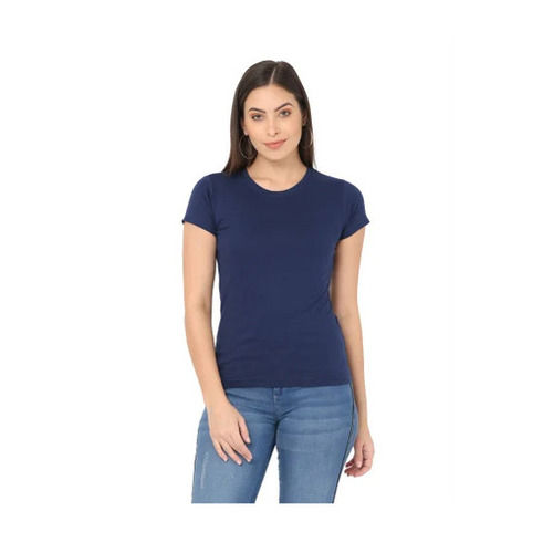 Casual Wear Readymade Regular Fit Short Sleeve Round Neck Plain Ladies T Shirts