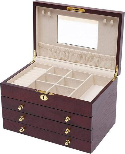 Rectangular Polished Wood Jewelry Box