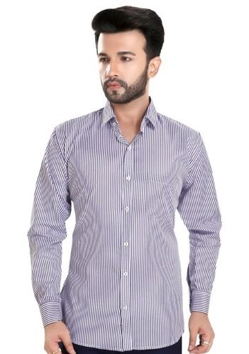 Striped Pattern Poly Cotton Material Mens Cotton Striped Shirts