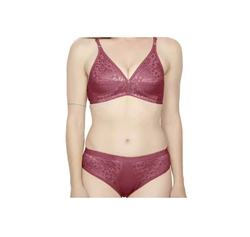 Women Bra Panty Set - Non-Padded, Mid-Rise | Lightweight, Breathable, Skin-Friendly, Fade & Wrinkle Resistant, Comfortable Daily Wear in Maroon