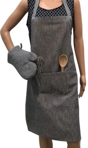 Grey Color Printed Pattern Cotton Material Kitchen Apron