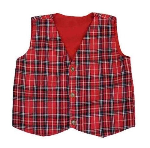 Multi Color Checked Pattern Girls School Waistcoat