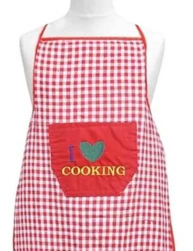 Checked Pattern Cotton Material Kitchen Apron