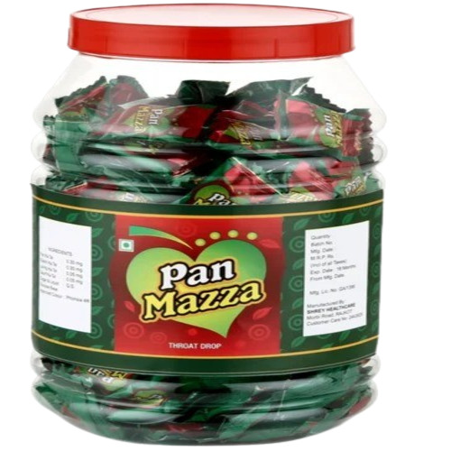 Pan Herbal Candy - Jar Packaging, 300 Pcs, Red Color, Oval Shape, Hard Candy Form | Ayurvedic Flavor - Personal Use, 18 Month Shelf Life