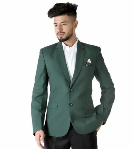 Bottle Green Colour Plain Pattern Full Sleeves Mens Blazer