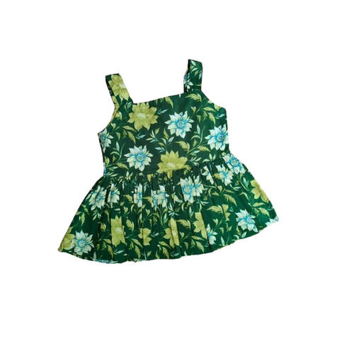 Casual Wear Regular Fit Sleeveless Breathable Readymade Printed Girls Frocks