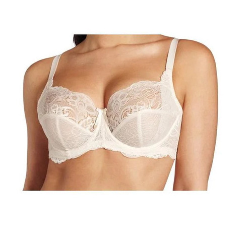 Designer Lace Bra - Non-Padded Regular Fit 3/4th Coverage White | Breathable Lightweight Skin-Friendly Easy to Wash Fade and Wrinkle Resistant