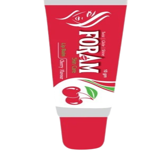 Foram Lip Balm - 10 gm Tube, Strawberry Flavor | Pink Gel for Lip Nourishment, Ideal for Cracked and Dry Lips, Herbal Ingredients