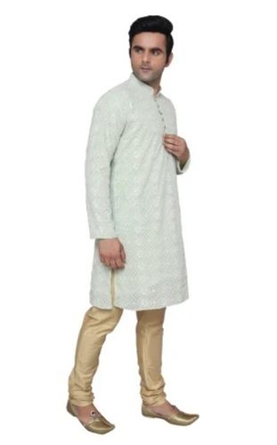 Full Sleeves Cotton Fabric Printed Pattern Mens Kurta Pajama