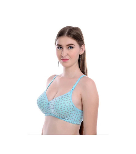 Seamless Cotton Bra - Padded, 3/4th Coverage, Sky Blue | Breathable, Skin-Friendly, Lightweight, Easy to Wash