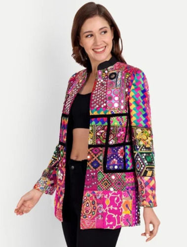 Multi Color Full Sleeves Party Wear Ladies Embroidered Jacket