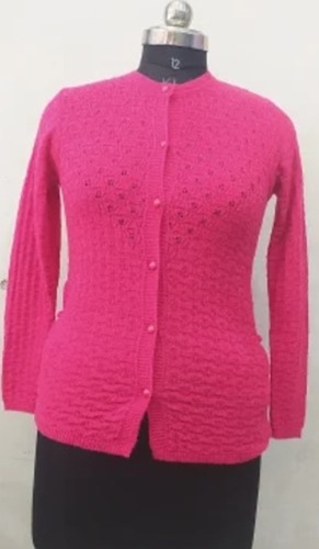 Ladies Woolen Full Sleeve Self Cardigan - All Sizes All Colors | Casual Wear Round Neck Style Long Sleeve Design