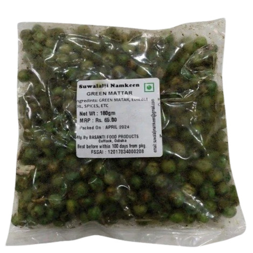 Green Matar Namkeen - 180g Packet Tasty and Crunchy Vegetarian Snack with Salty Flavor