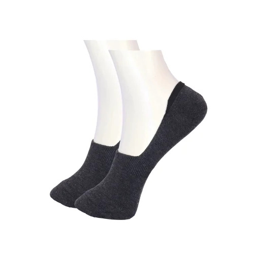 Mens Cotton Loafer Socks - Standard Size, Black Plain Design | 4-Way Stretch, Breathable, Machine Washable, Regular Fit, Good Warm