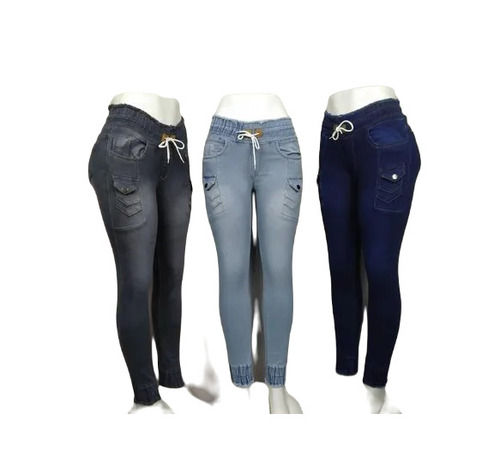 Casual Wear Regular Fit Ankle Length Breathable Plain Denim Ladies Jogger Jeans