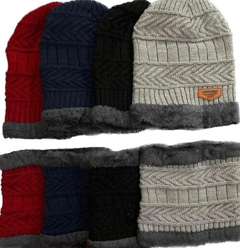 Wool Beanie Cap - Multi Color, Plain Design for Male Winter Wear | All Size Fit, Comfortable and Stylish