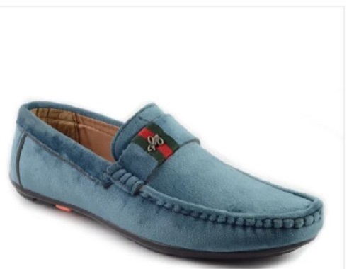 Mens Light Blue Loafers Shoes - Lightweight Design, Low Heel Size, Available in Various Colors | Non-Slippery & Round Toe Style for Year-Round Use