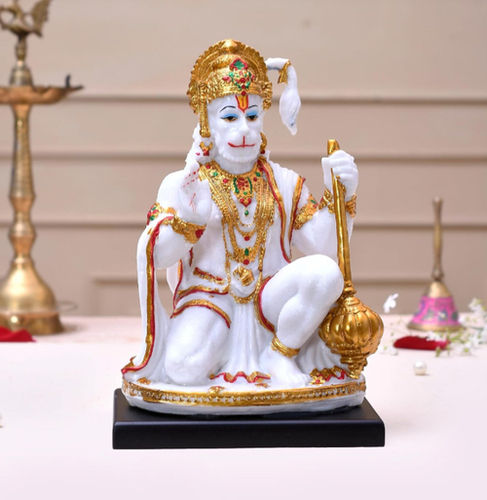 Polished White Hanuman Statue