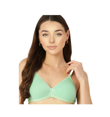 Ladies Cotton Padded Bra - Plunge Neck Thin Strap 3/4th Coverage | Lightweight Skin-Friendly Breathable No Marks on Skin