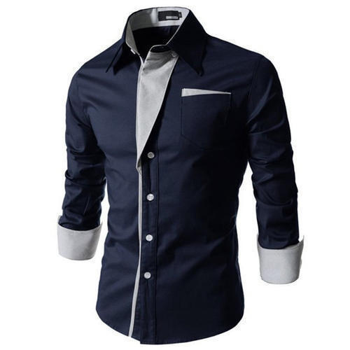 Men's Cotton Fancy Shirt - Regular Fit Navy Blue | Full Sleeves Breathable Anti-Wrinkle Casual and Party Wear