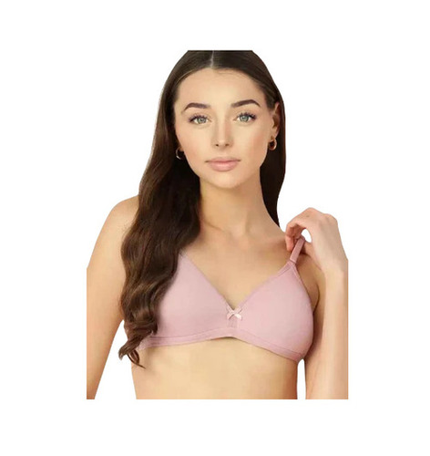Padded Bra - Cotton Fabric Regular Cup Size Plunge Neck Design Lightweight Pink Color | Soft & Comfortable Low Back Breathable Fade & Wrinkle Resistant Easy Hand Wash