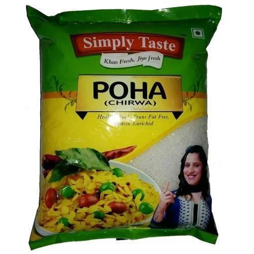 Poha Packaging Pouch - Rectangle Shape, 2 Layer Fine Finished Design | Durable Printed Surface in Very Good Condition