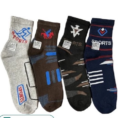 Printed Design Mens Ankle Terry Sock