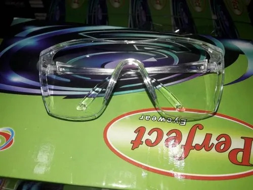 Zero-Power Protective Safety Goggles - Polycarbonate Lens, Plastic Frame, Transparent Color | Easy to Use, Multiple Use for Adults