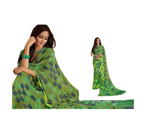 Ladies Georgette Saree - 6.3 Meters with Unstitched Blouse Piece, Breathable & Lightweight with Quick Dry and Fade Resistance