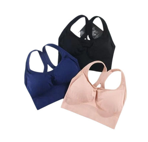 Regular Fit Skin-Friendly Full Coverage Plain Nylon Padded Ladies Sports Bra